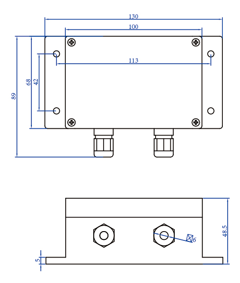 双管防水电源外壳尺寸